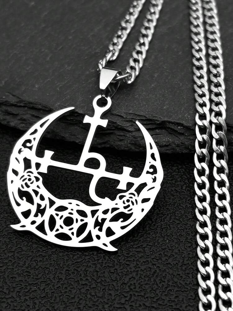 Lilith Sigil in Moon Stainless Steel Necklace