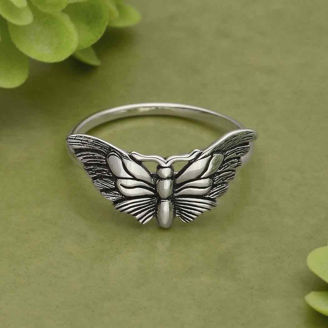 Butterfly Moth Ring Sterling Silver