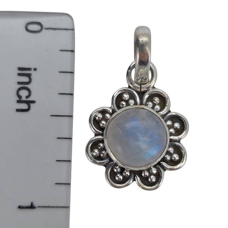 Moonstone Sterling Silver Flower Pendant