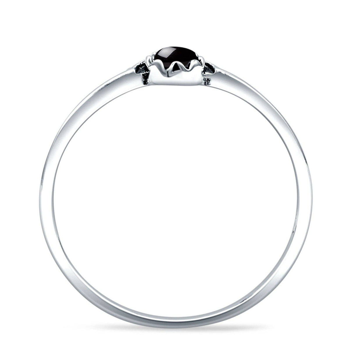 Round Black Onyx Bali Ring Oxidized