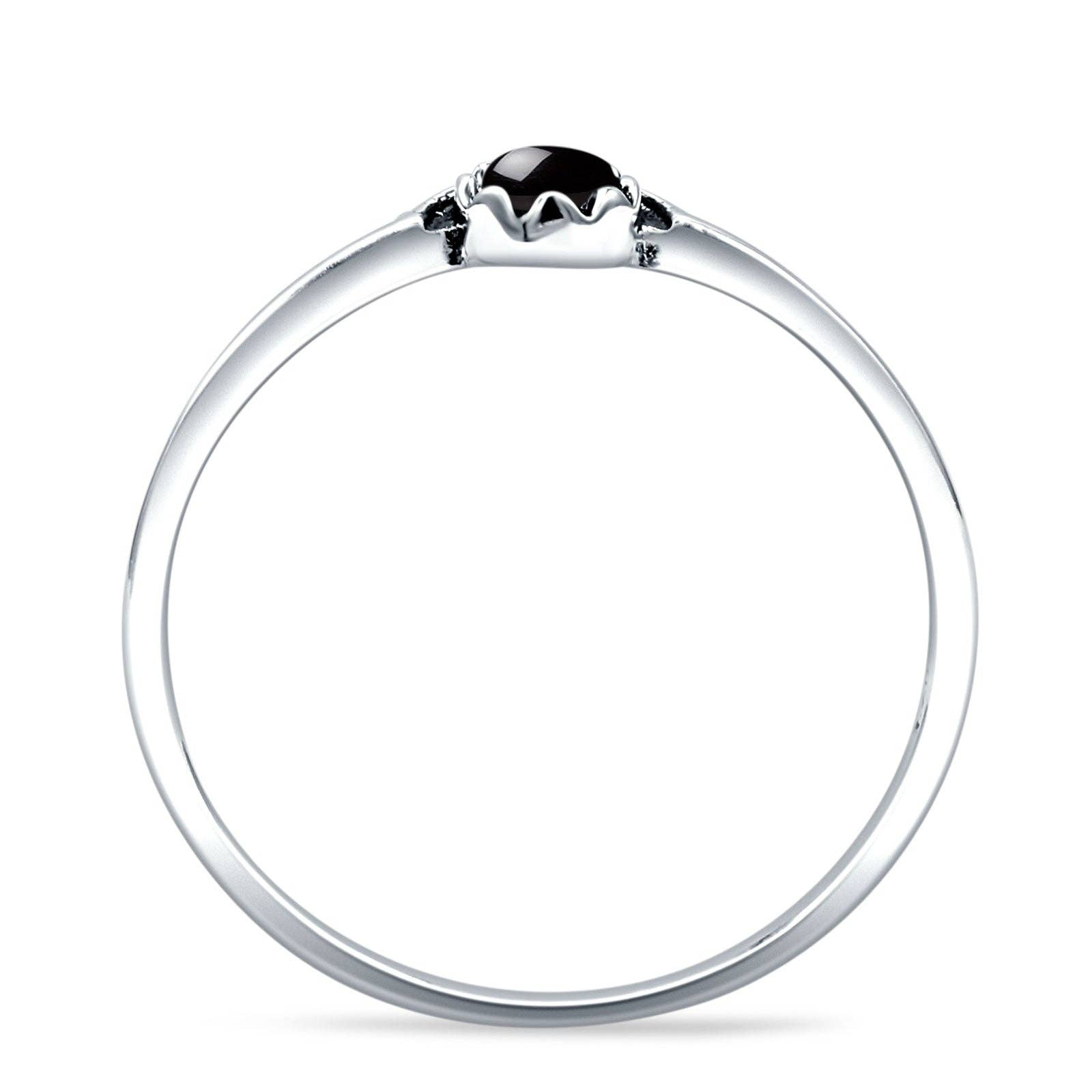 Round Black Onyx Bali Ring Oxidized