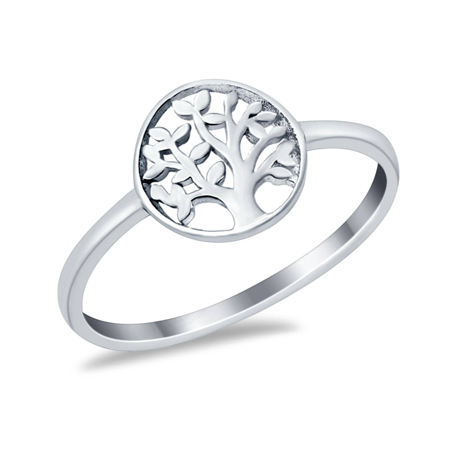 Petite Dainty Tree of Life Ring Band