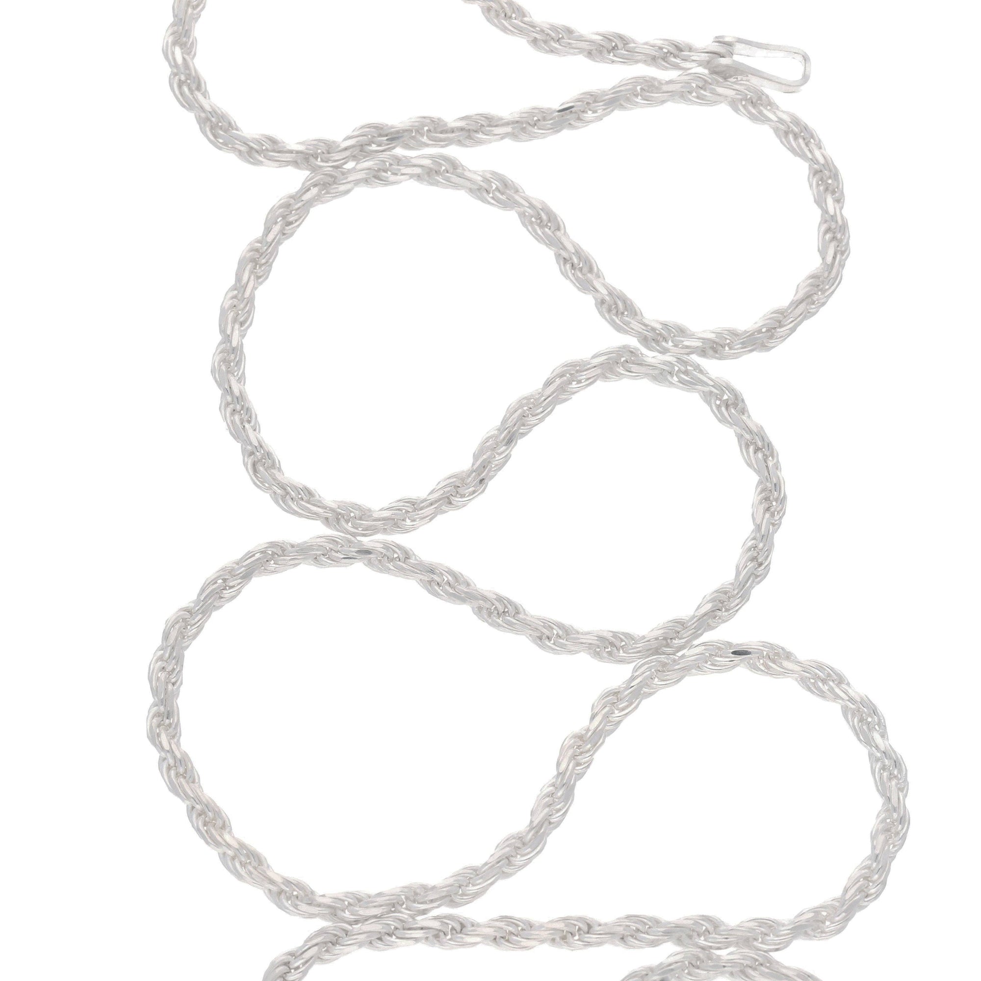 20" length 2mm Sterling Silver Diamond-Cut Rope Chain Necklace