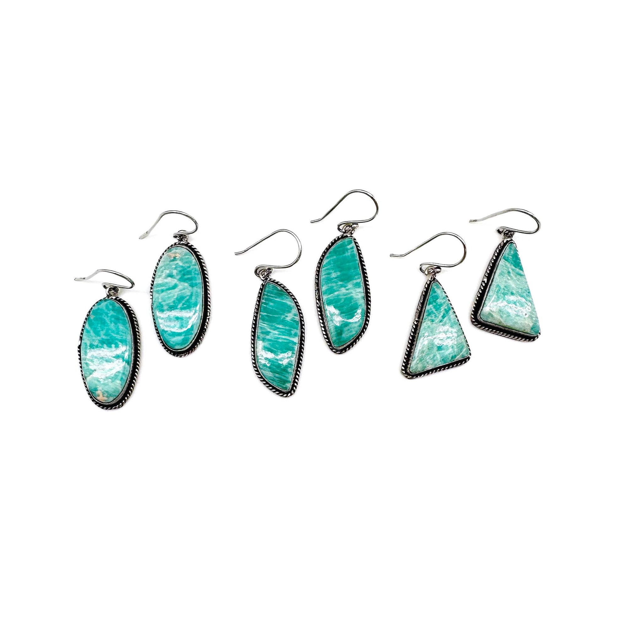 Kashi Semiprecious Large Stone Earrings - Amazonite