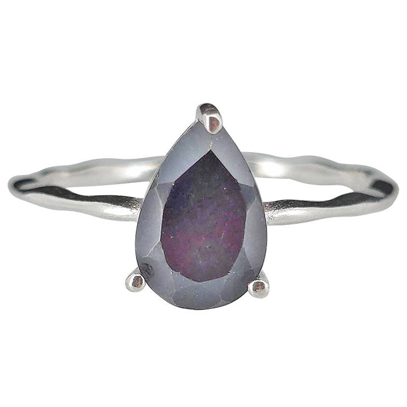 Faceted Black Onyx Sterling Silver Ring