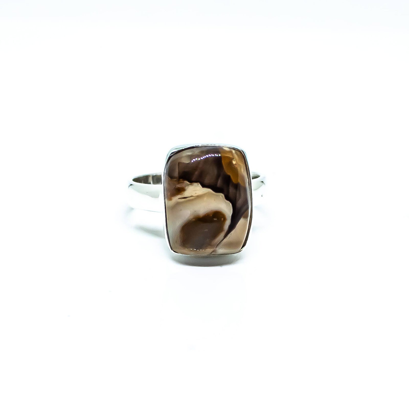 Petrified Wood Sterling Silver Ring Size 8