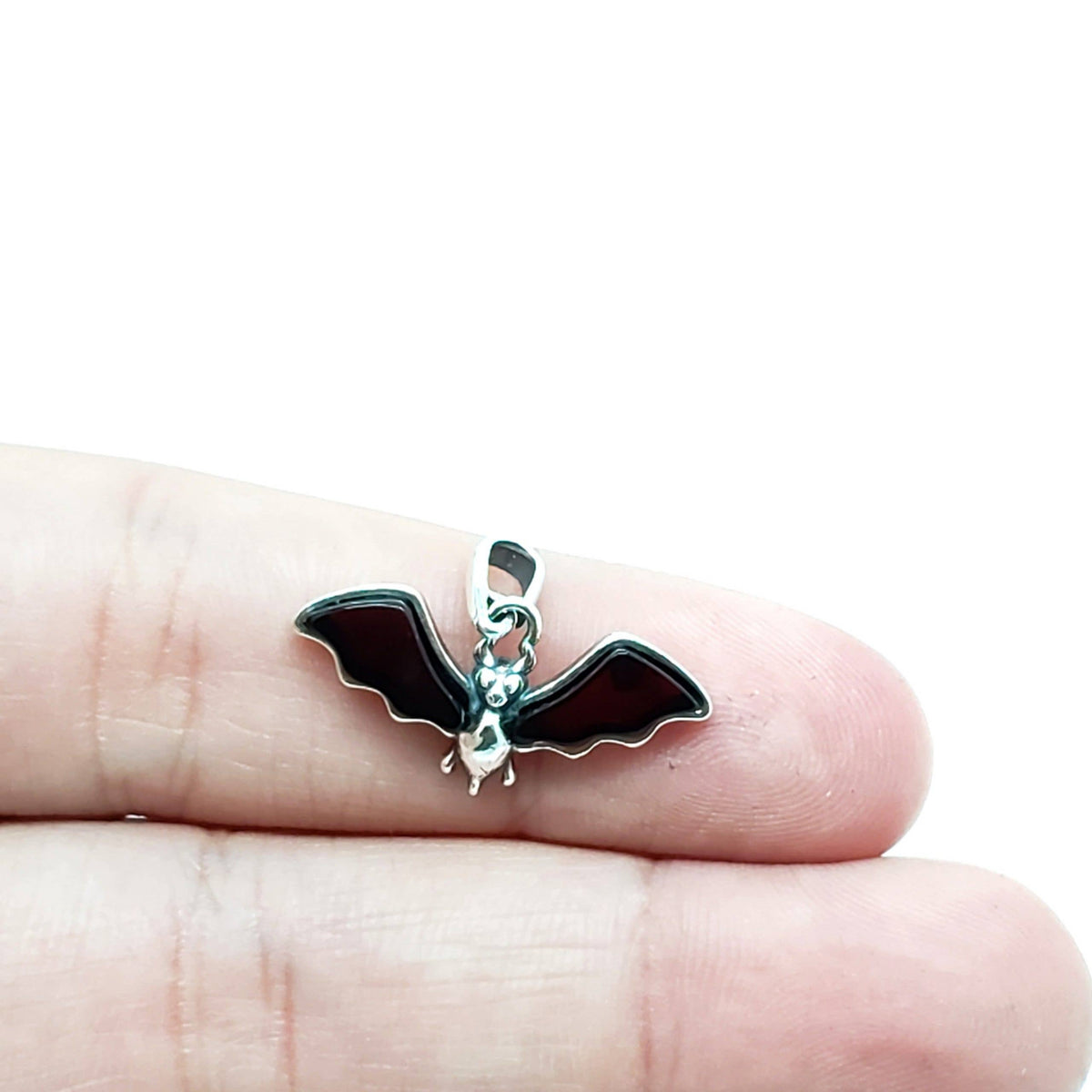 Cherry Amber Sterling Silver "Bat" Pendant