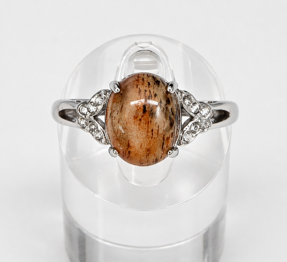 Natural Black Moonstone Stainless Steel Rings 8x10mm
