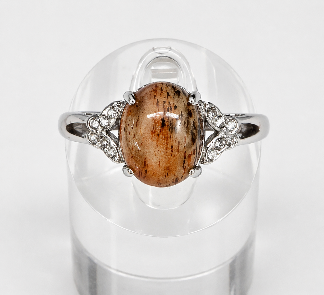 Natural Black Moonstone Stainless Steel Rings 8x10mm