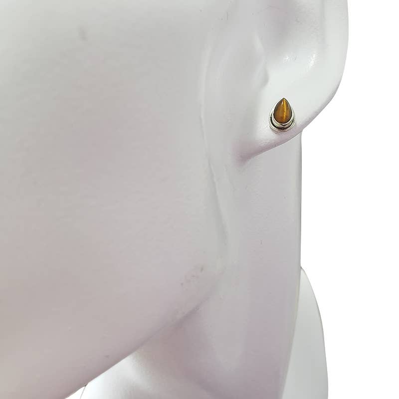 Tiger Eye  Sterling Silver Stud Earrings