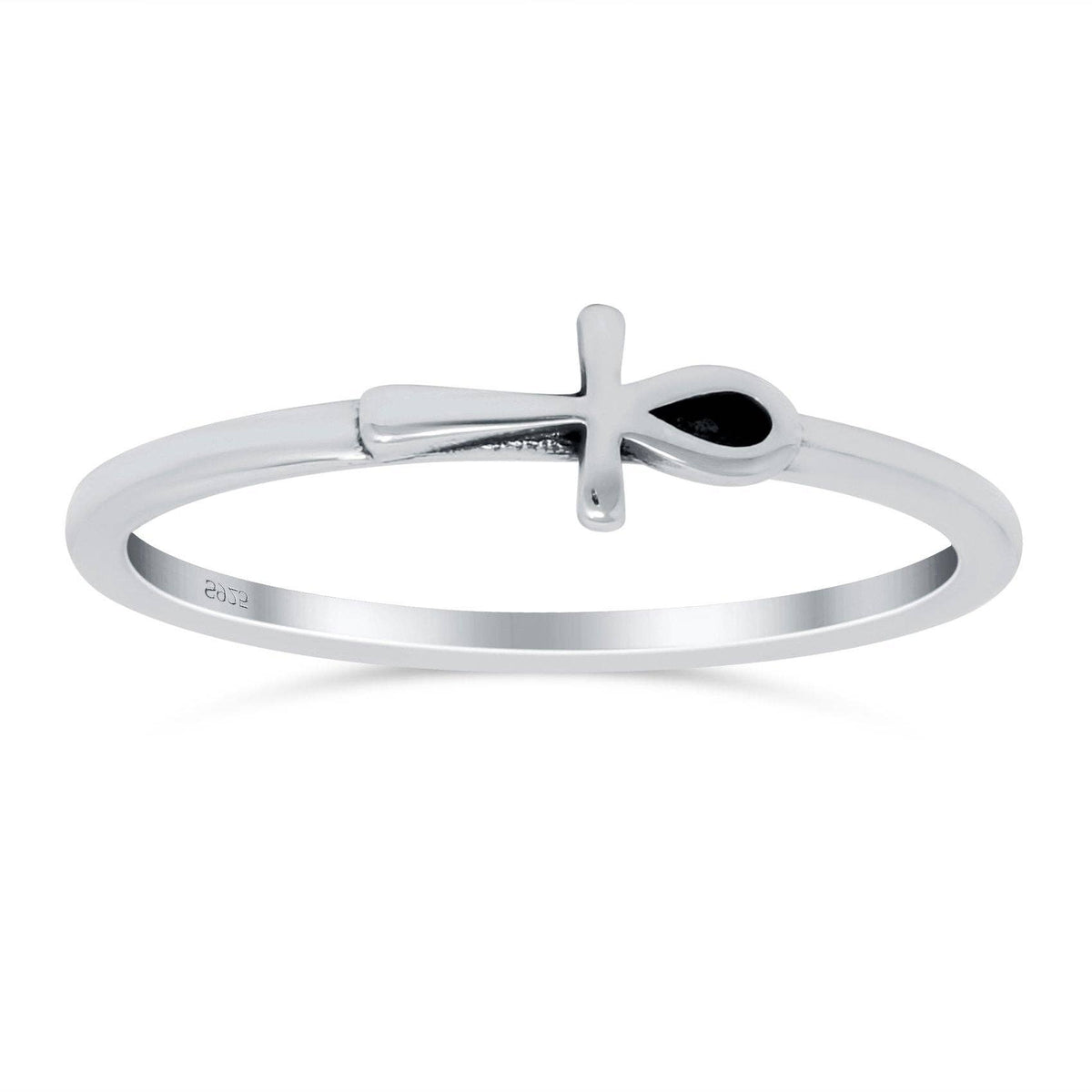 Ankh Band Oxidized Ring