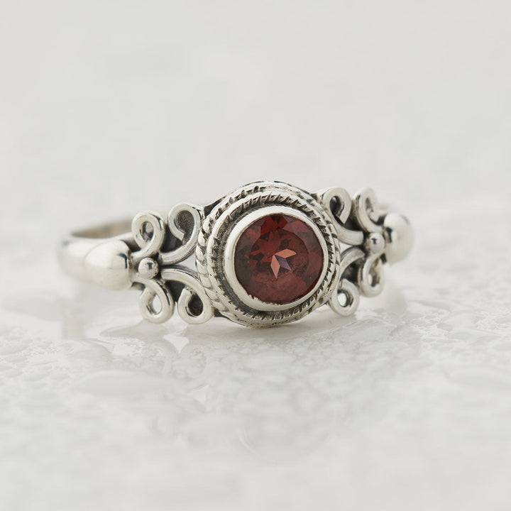 Garnet Eden Sterling Silver Ring