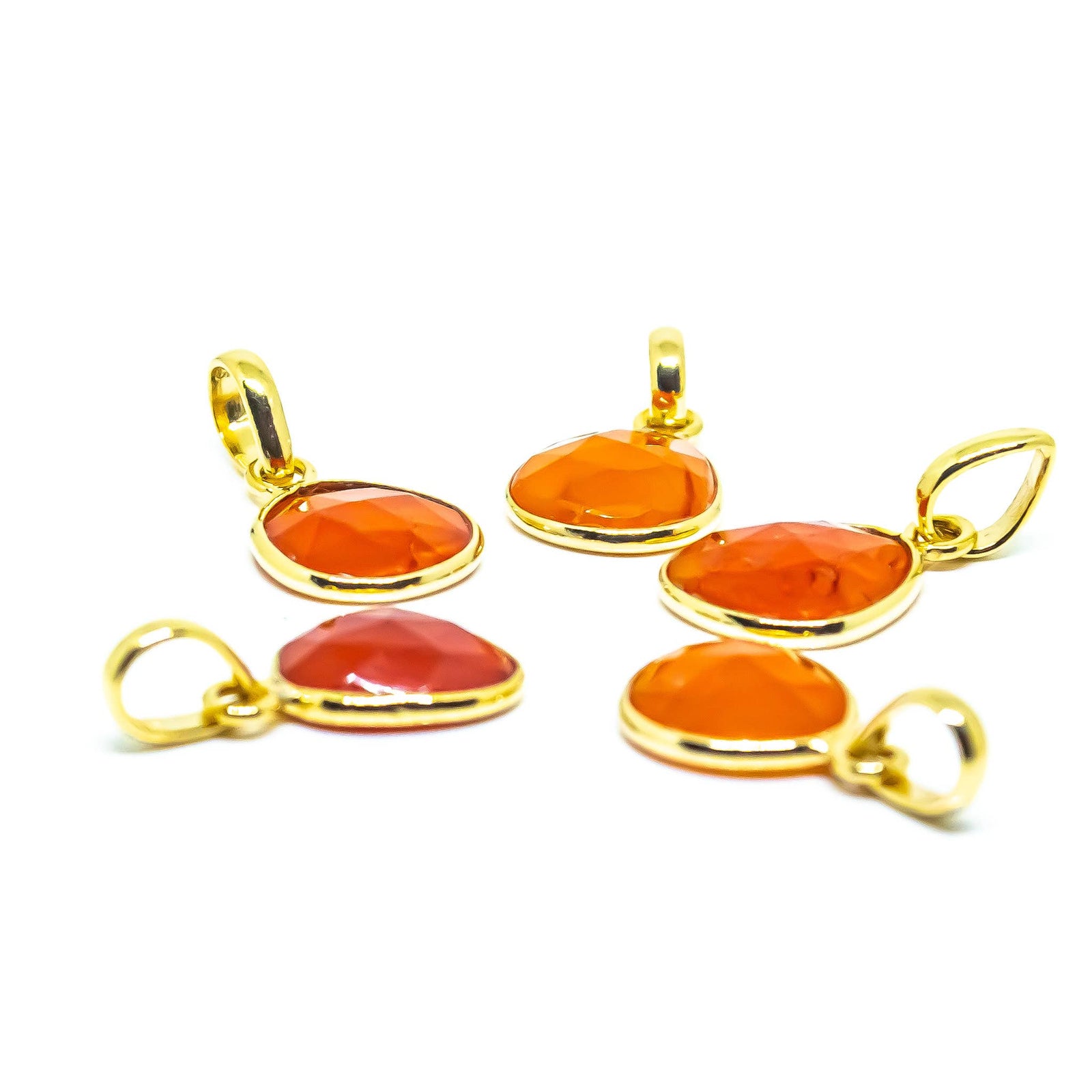 Carnelian Gemstone Sterling Silver Pendant 18K