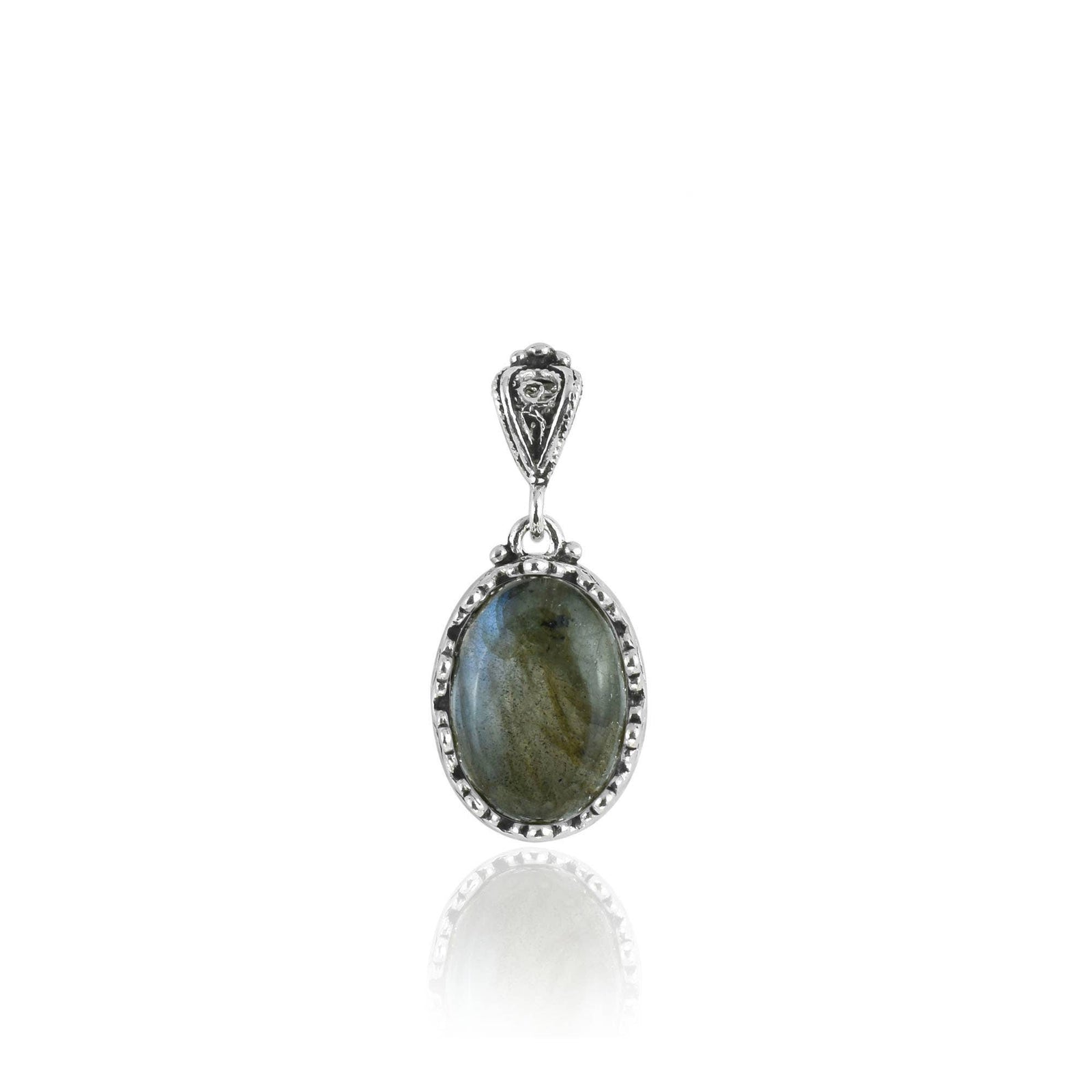 925 Silver Filigree Crown Labradorite Gemstone Woman Pendant