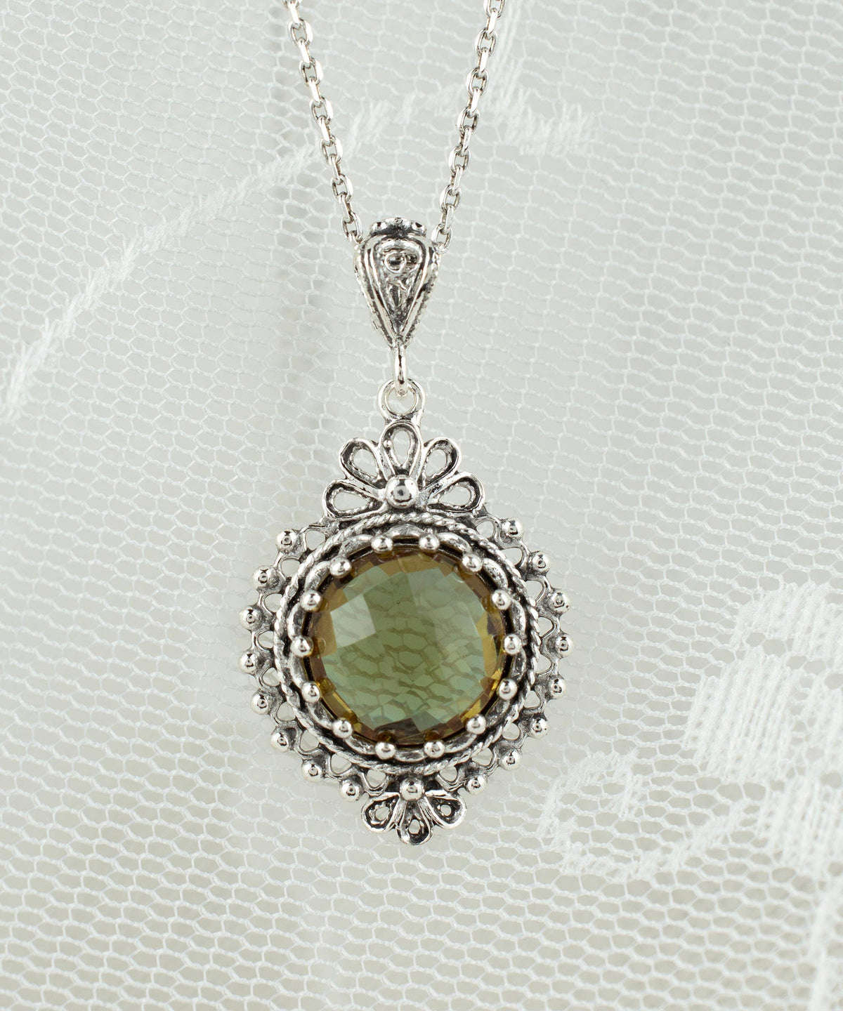 Sterling Silver Filigree Art Alexandrite Gemstone Pendant