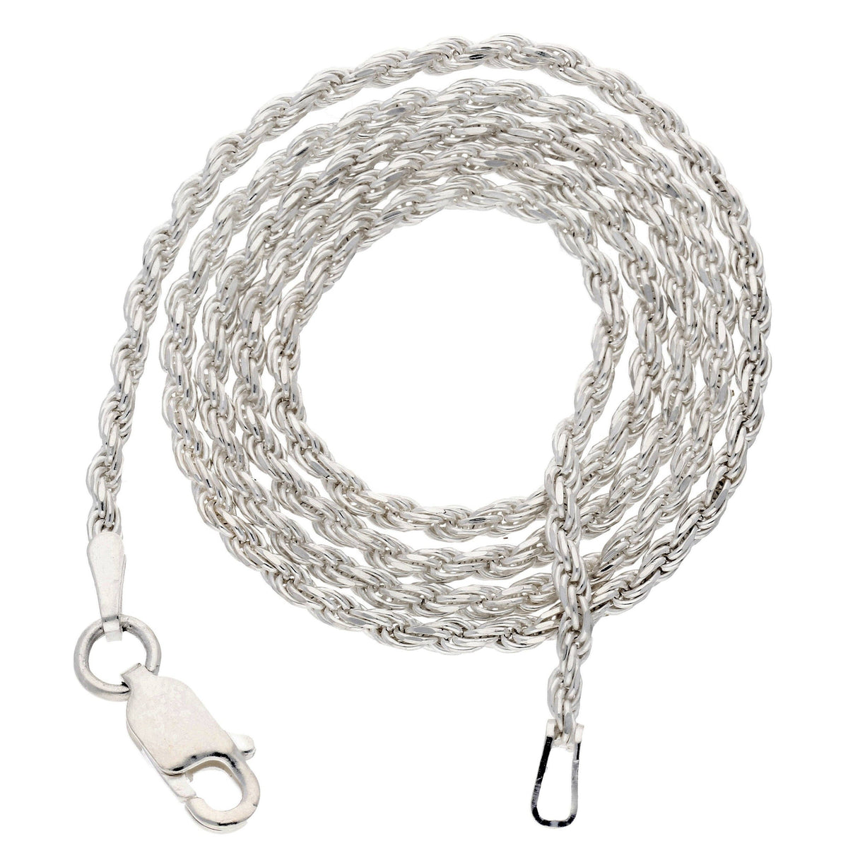 20&quot; length 2mm Sterling Silver Diamond-Cut Rope Chain Necklace