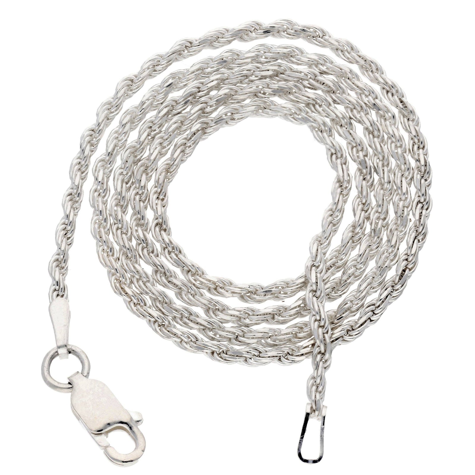 20" length 2mm Sterling Silver Diamond-Cut Rope Chain Necklace