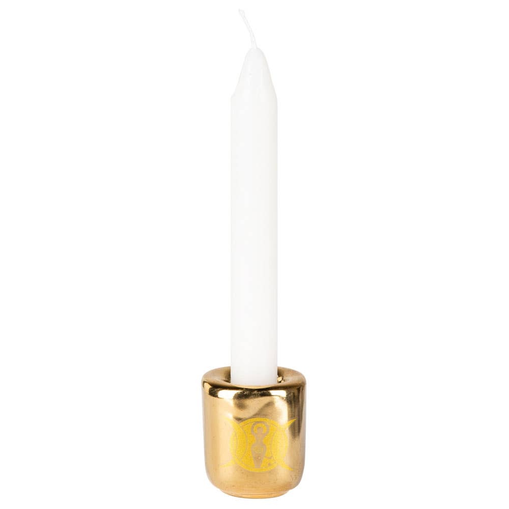 GOLD TRIPLE MOON GODDESS MINI CANDLE HOLDER