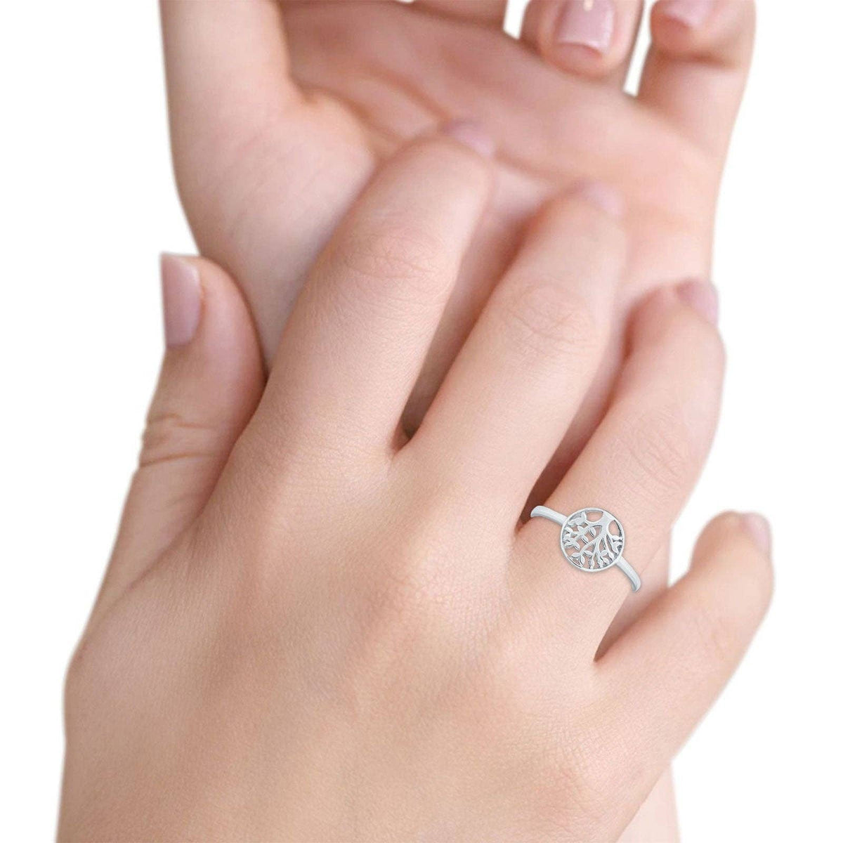 Petite Dainty Tree of Life Ring Band