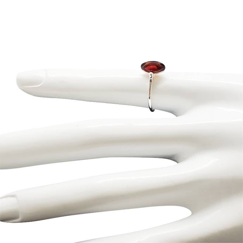 Cherry Amber Sterling Silver Ring