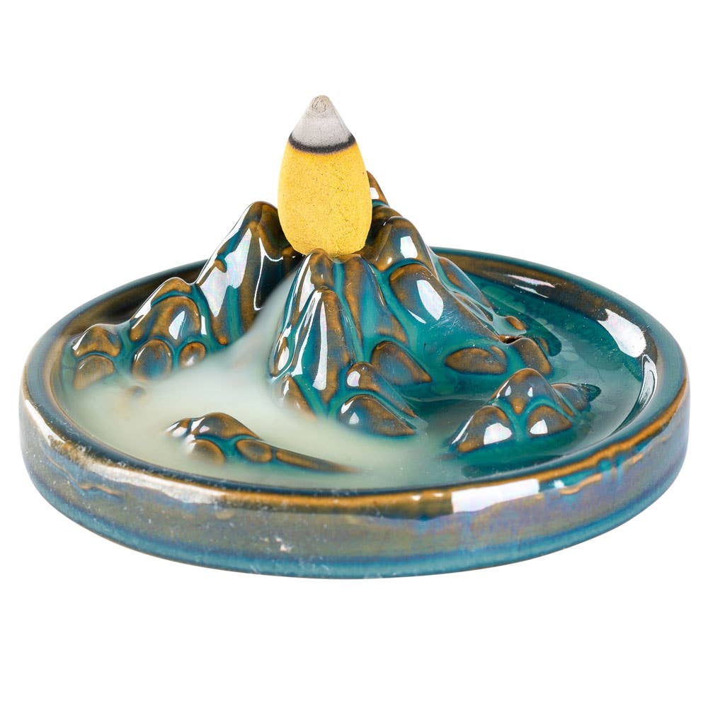 Ceramic Mountain Backflow Incense Burner - Black