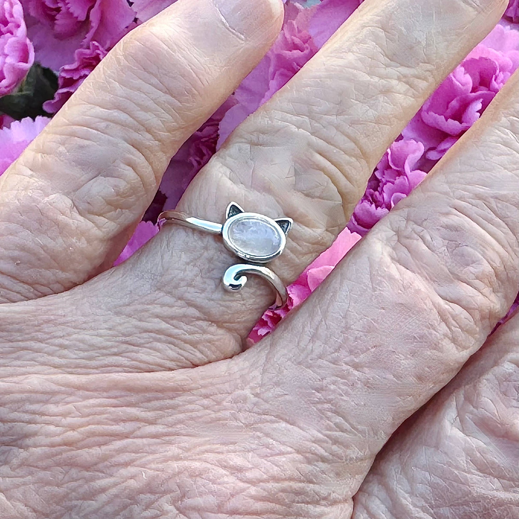 Cat with Moonstone Ring