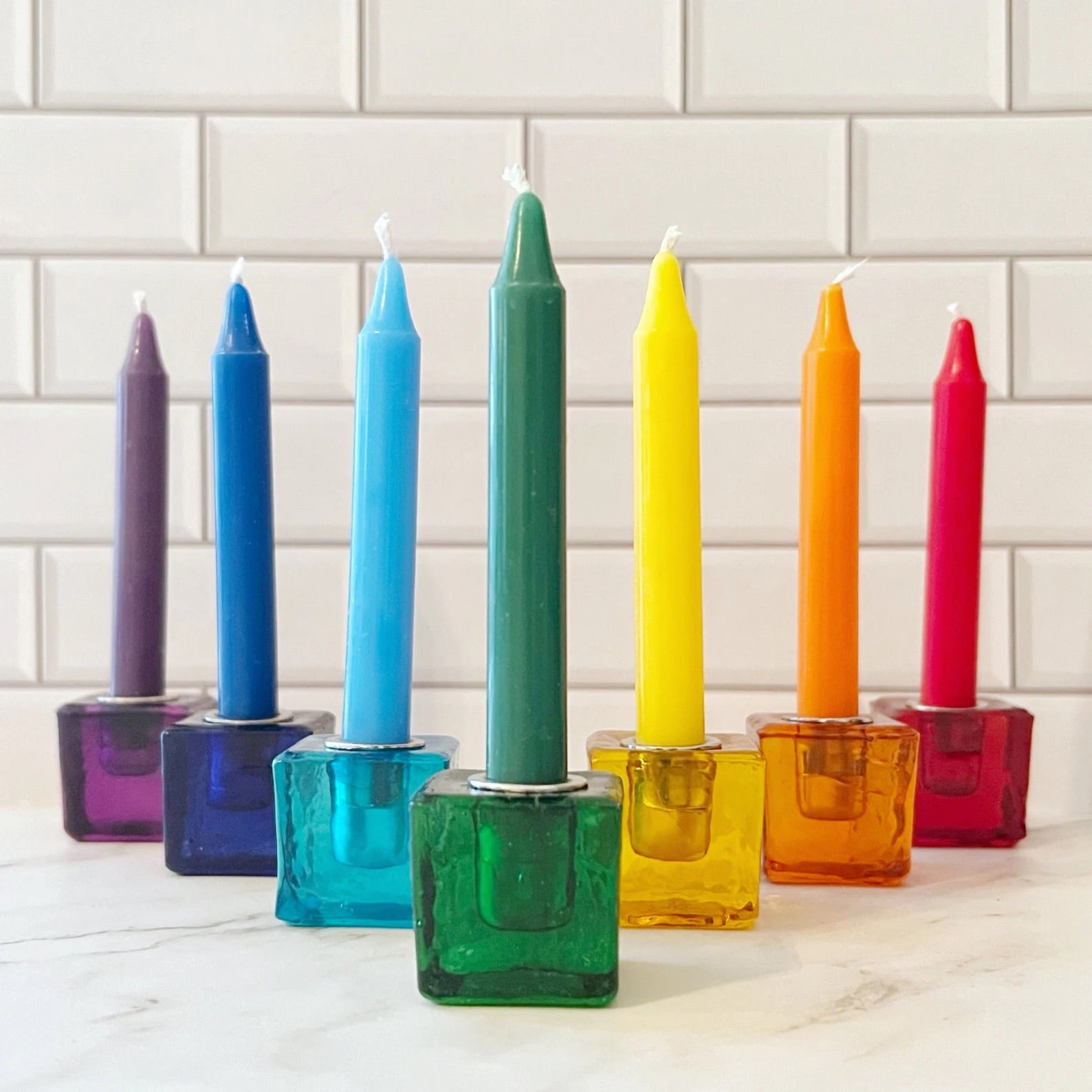 Orange Mini Glass Candle Holder