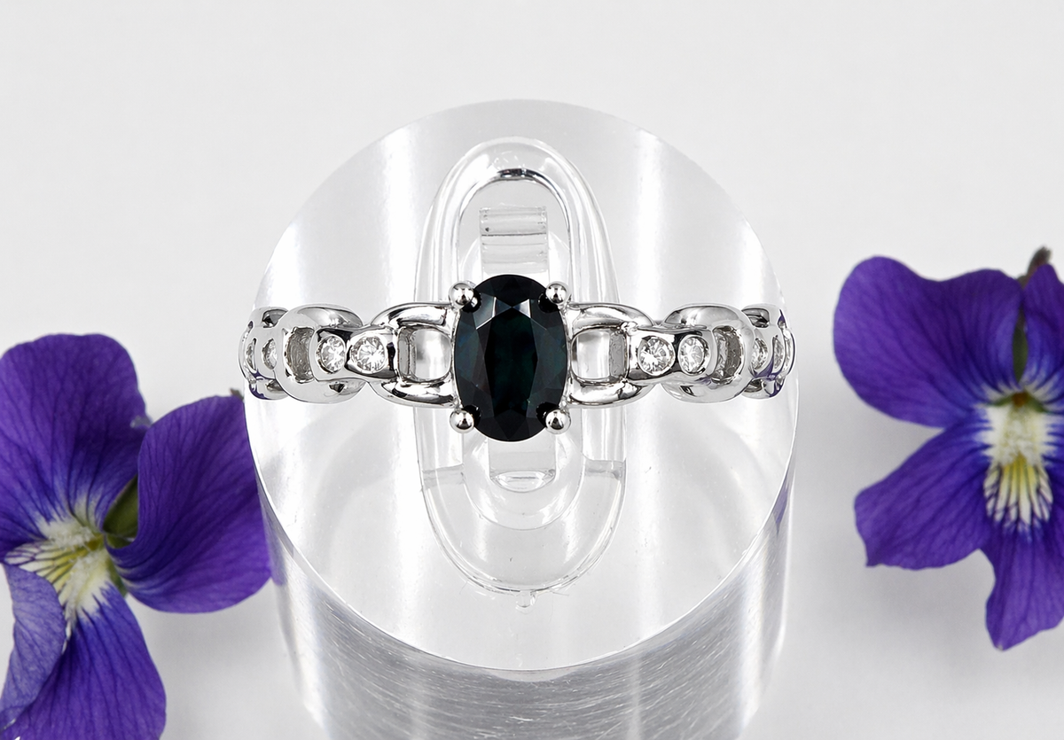 Faceted Natural Sapphire Stainless Steel Rings 4x6mm