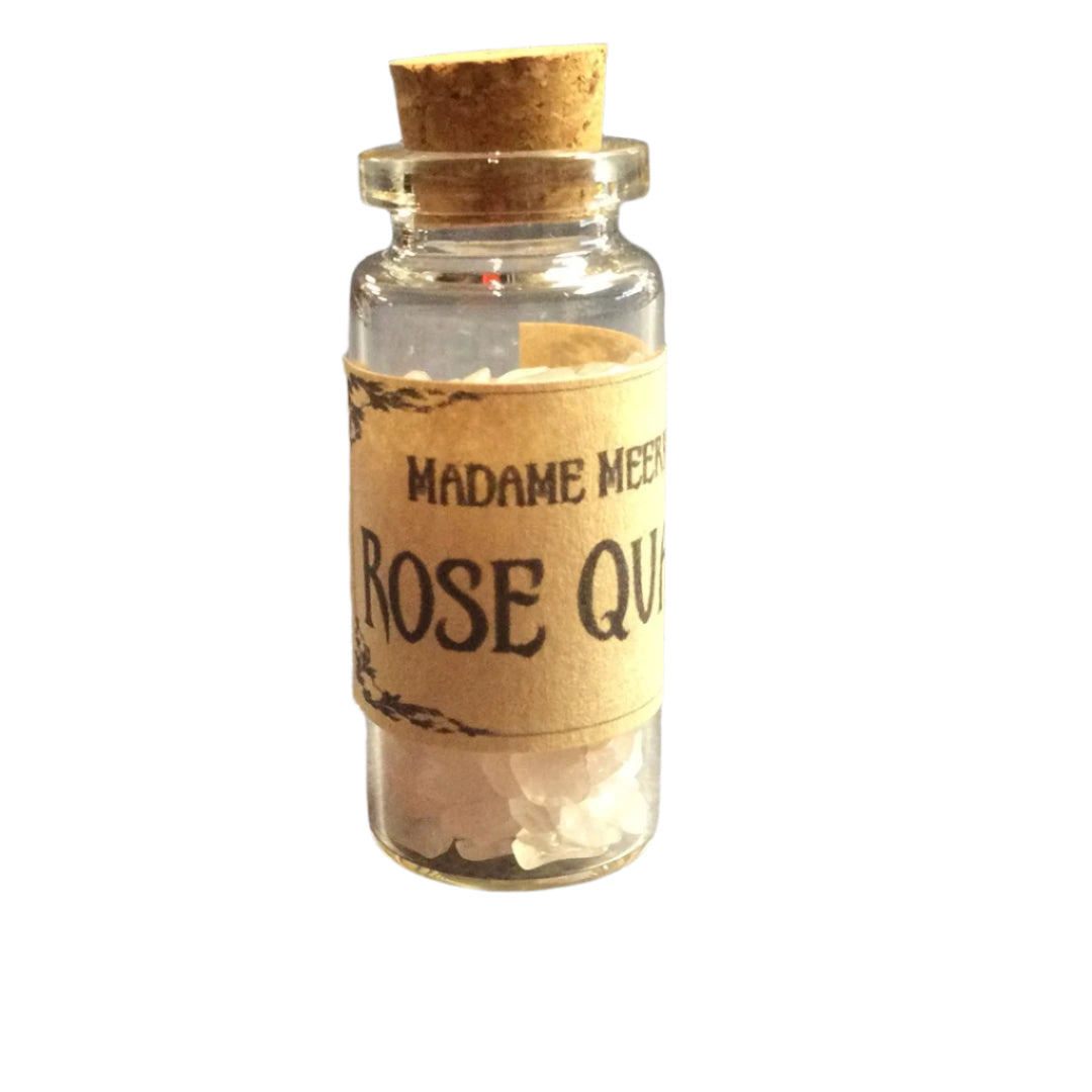 Rose Quartz Crystal Chips in Bottle
