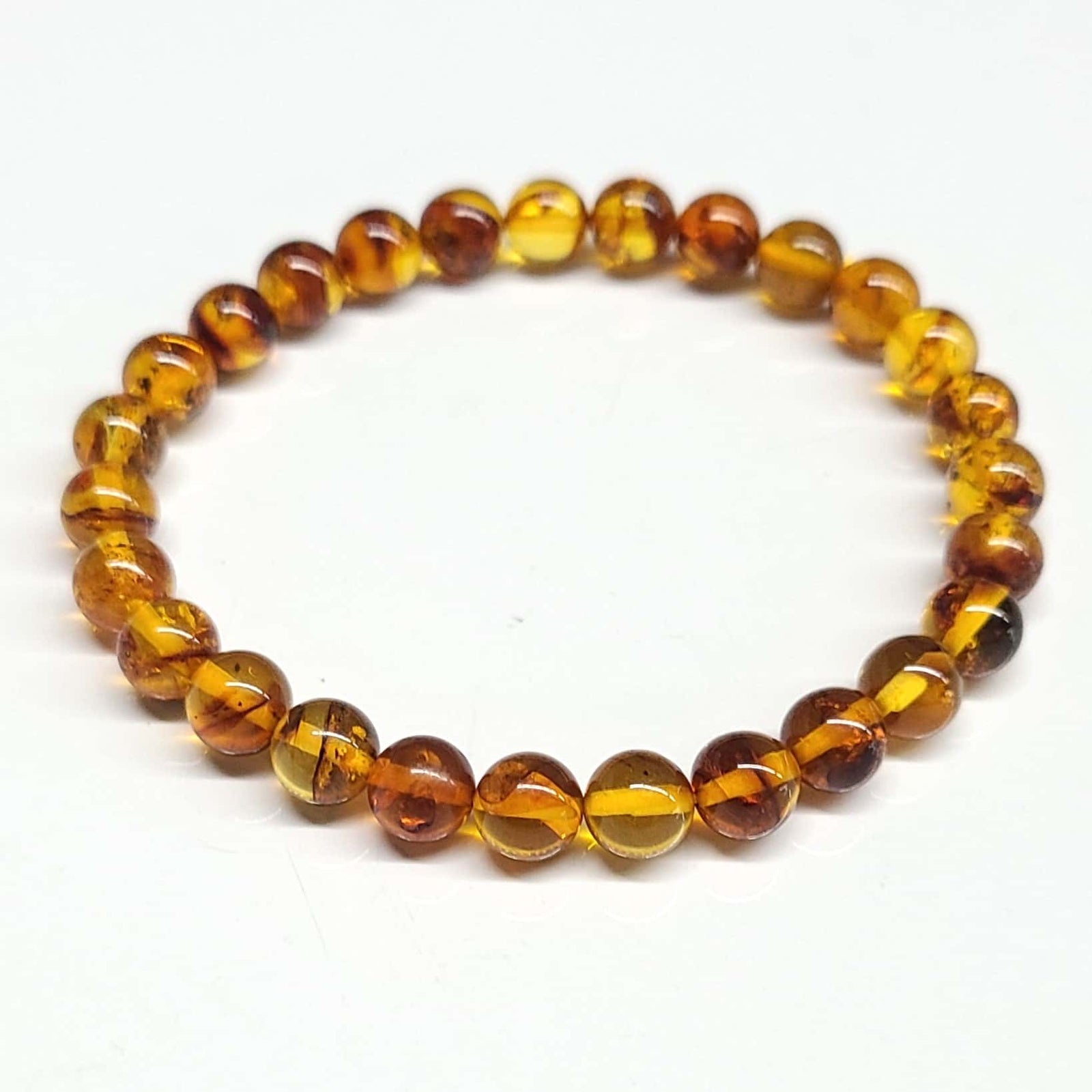 Flower Amber Bead Bracelet