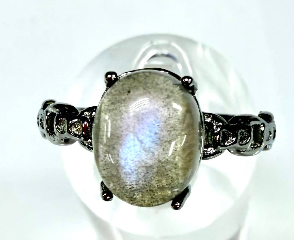 Natural Labradorite Stainless Steel Rings 9316)  8x10mm