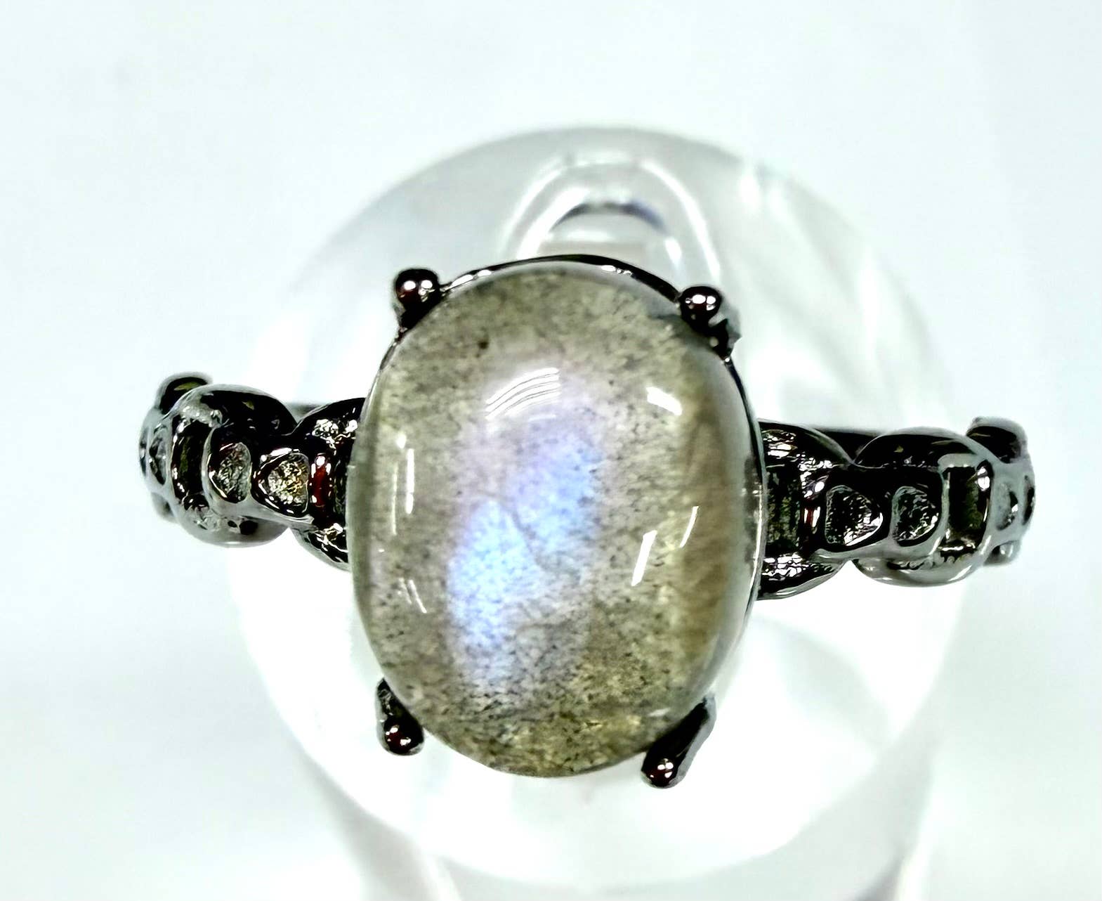 Natural Labradorite Stainless Steel Rings 9316)  8x10mm