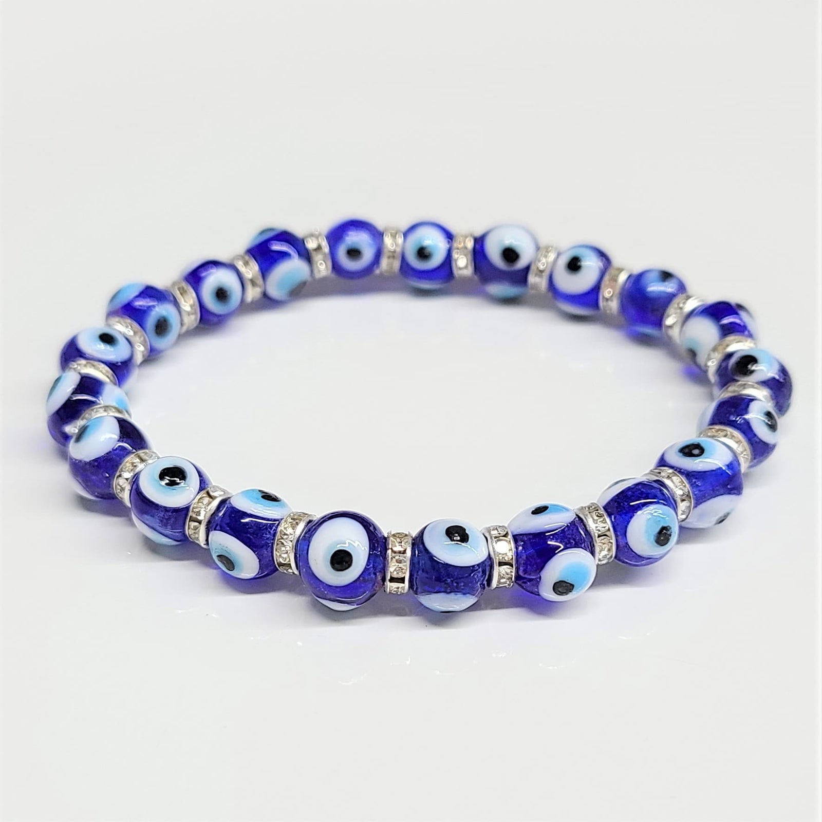 Evil Eye Beaded Bracelet 8mm beads