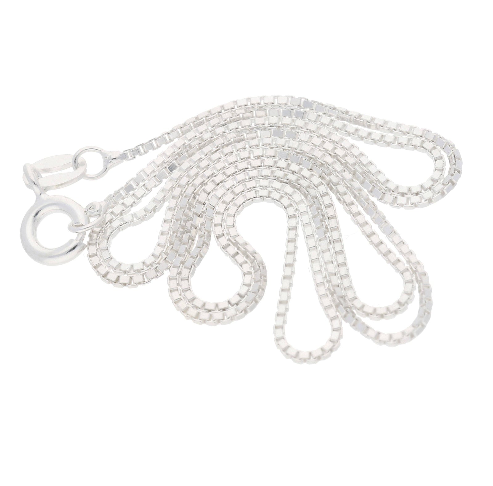 Italian 1mm Sterling Silver Box Link Chain Necklace