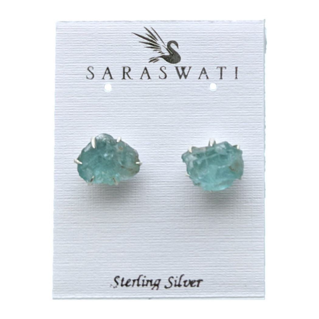 Evolved Apatite Stone Post Earrings Sterling