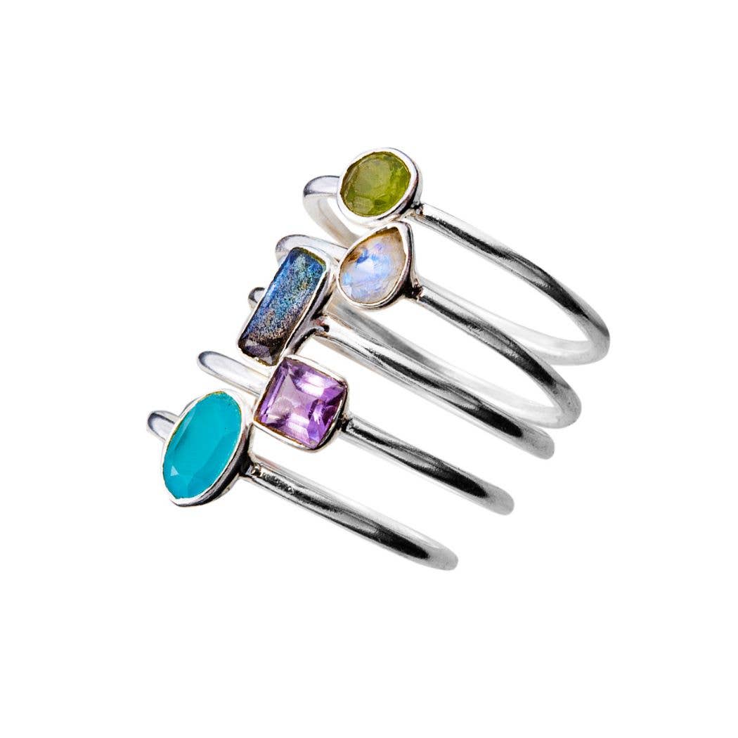 Heart's Desire Amethyst Square Stack Sterling Ring