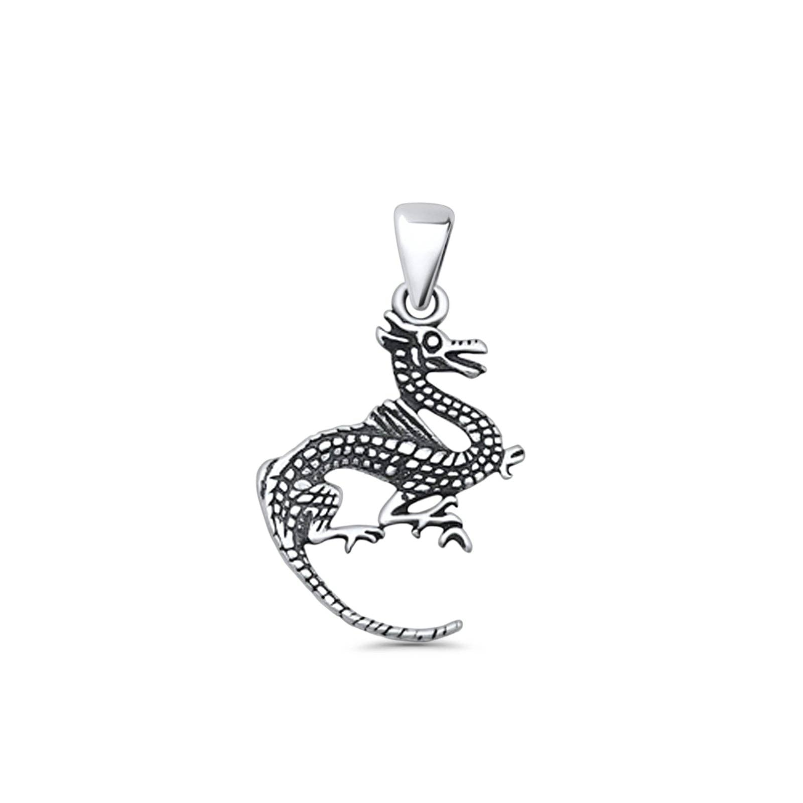 Dragon Charm Pendant Oxidized