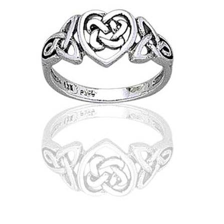 Sterling Silver Celtic Trinity Knot Heart Ring
