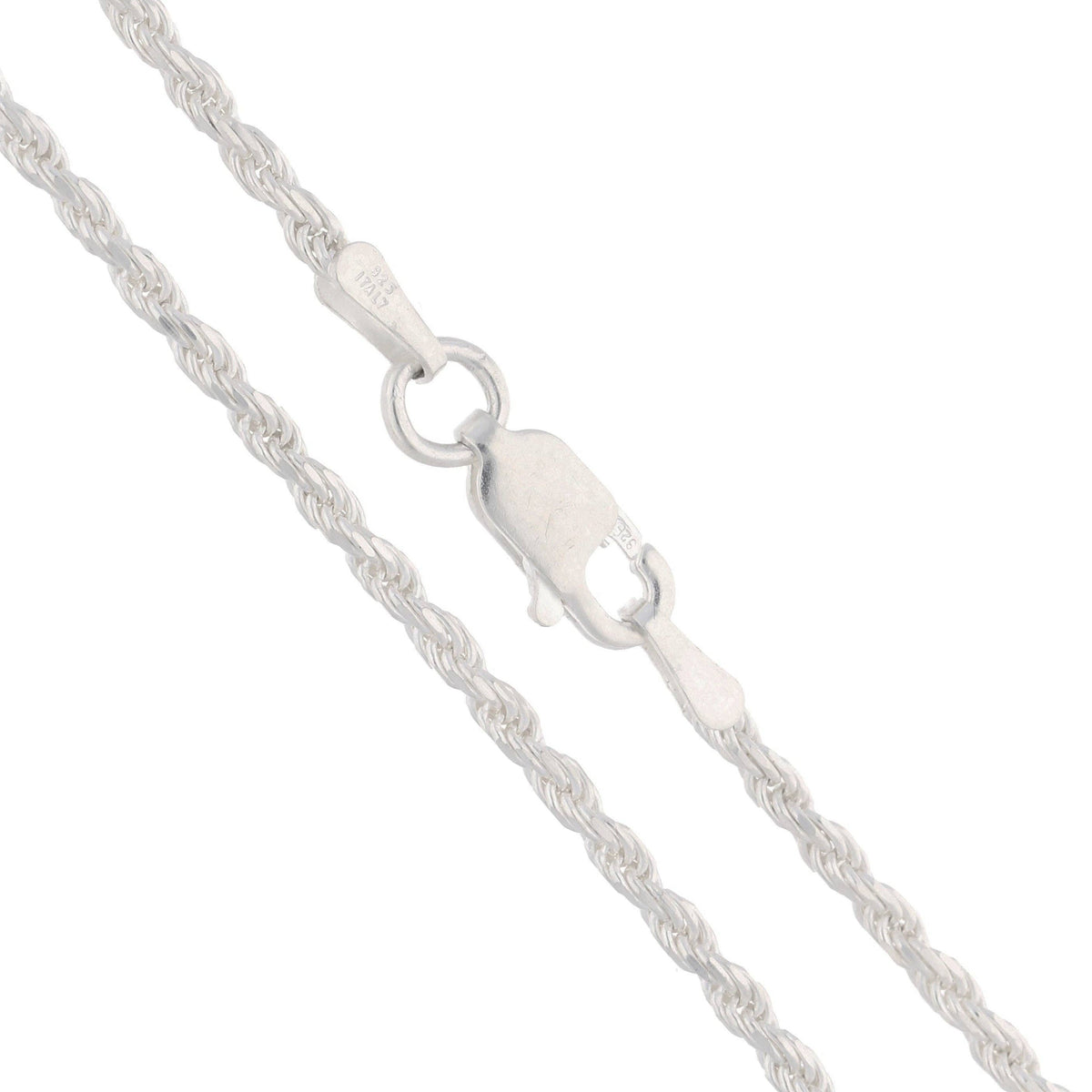 20" length 2mm Sterling Silver Diamond-Cut Rope Chain Necklace