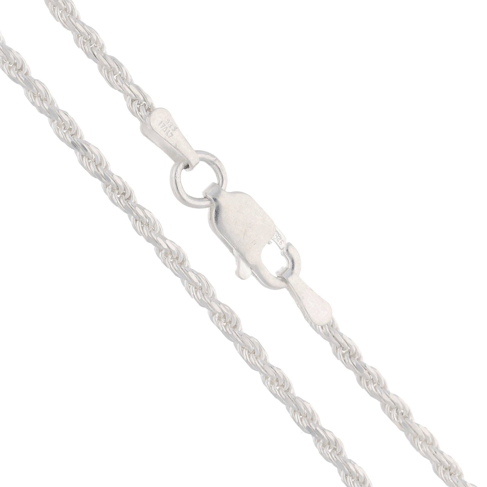 20" length 2mm Sterling Silver Diamond-Cut Rope Chain Necklace