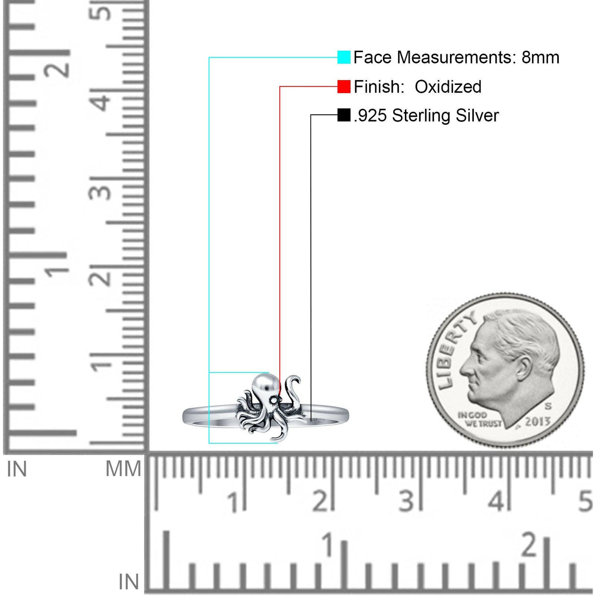 Vintage Style Sterling Silver Octopus Ring