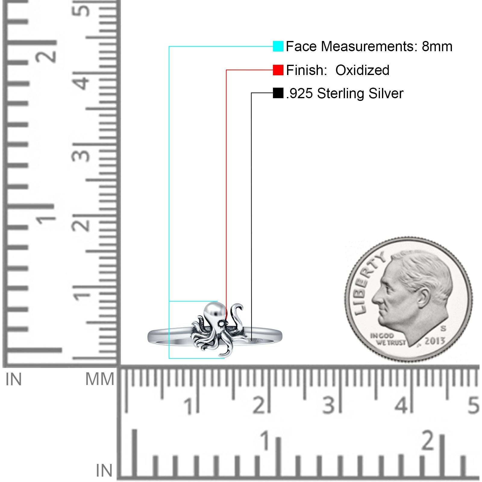 Vintage Style Sterling Silver Octopus Ring