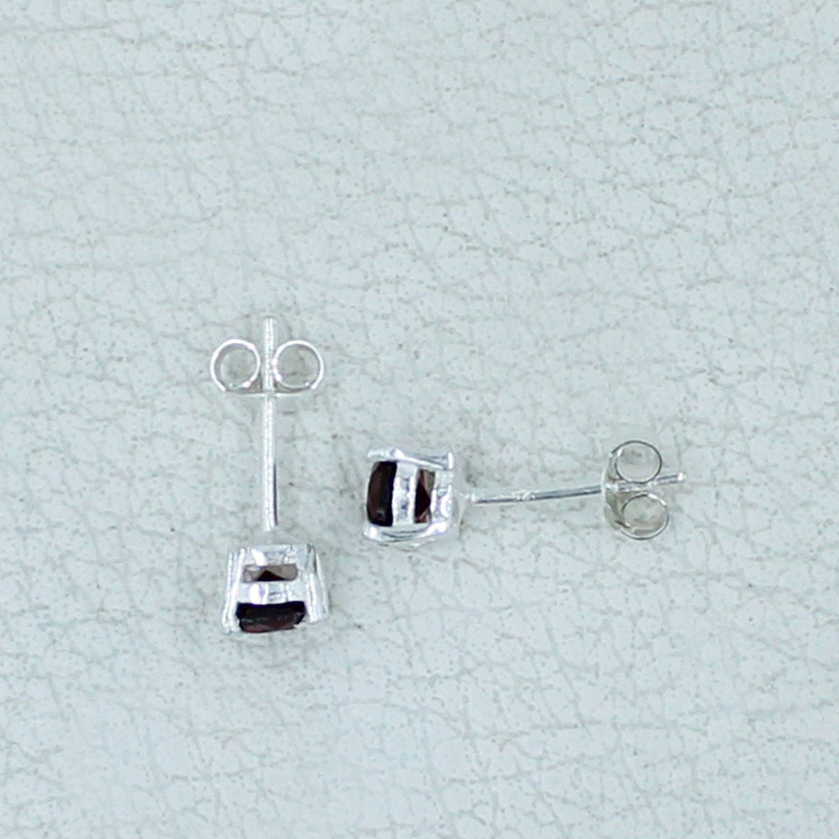 Garnet 5 MM Stud Sterling Silver Earrings
