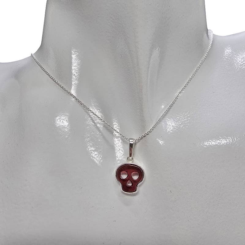 Cherry Amber .925 Sterling Silver Skull Pendant