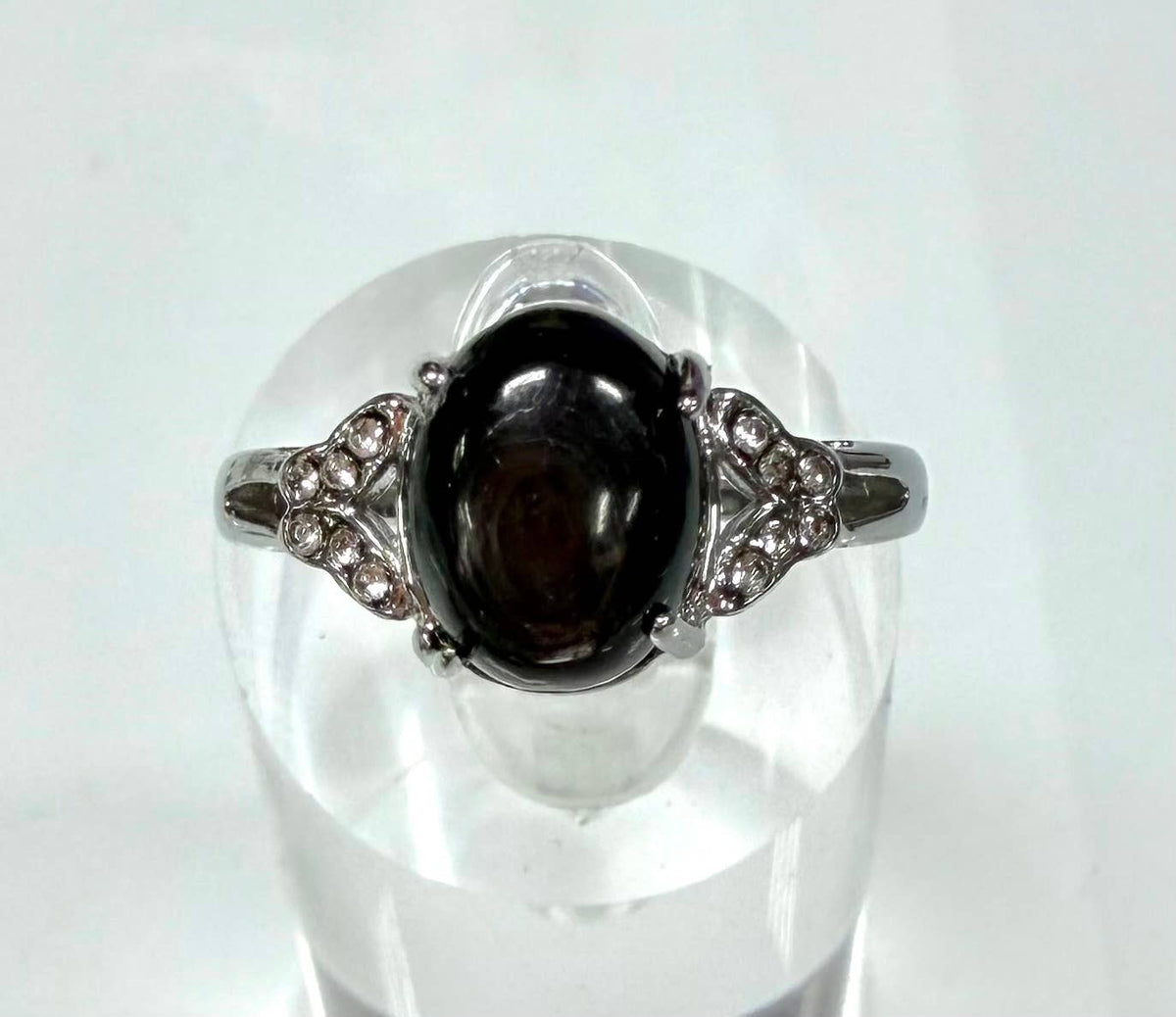 Natural Hyperthene Stainless Steel Rings 8x10mm
