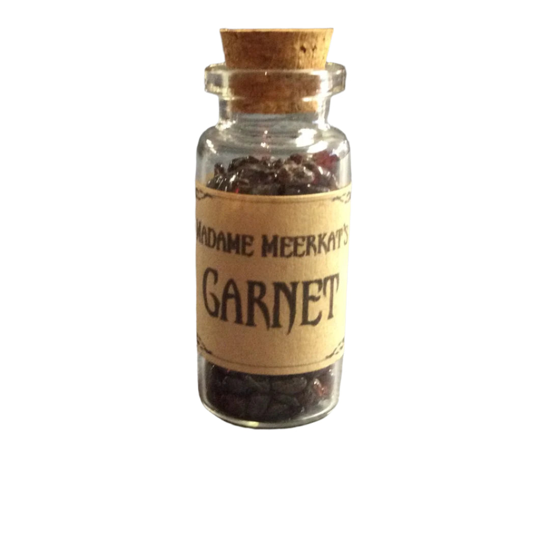 Garnet Crystal Chips in Bottle