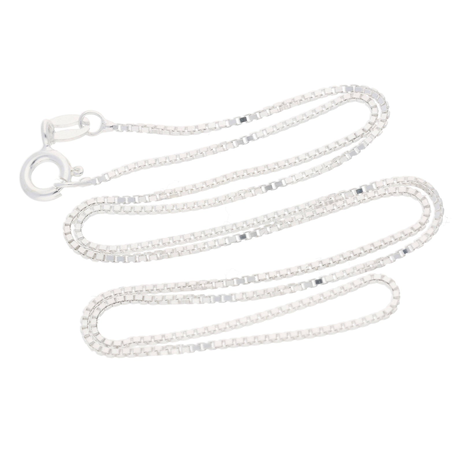 Italian 1mm Sterling Silver Box Link Chain Necklace