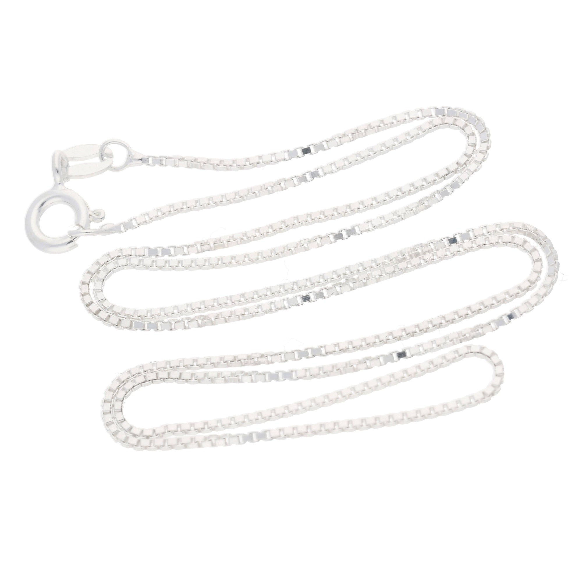 Italian 1mm Sterling Silver Box Link Chain Necklace