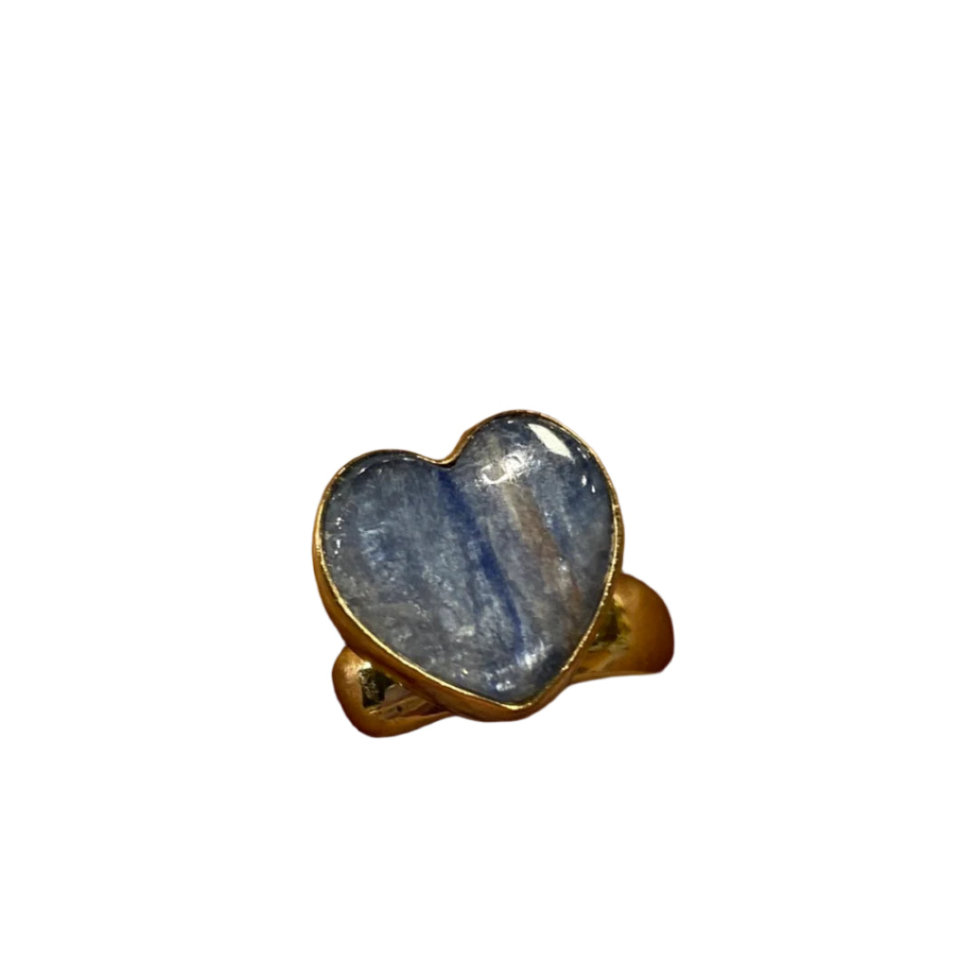 Blue Kyanite Heart Adjustable Alchemia Gold Ring Adjustable