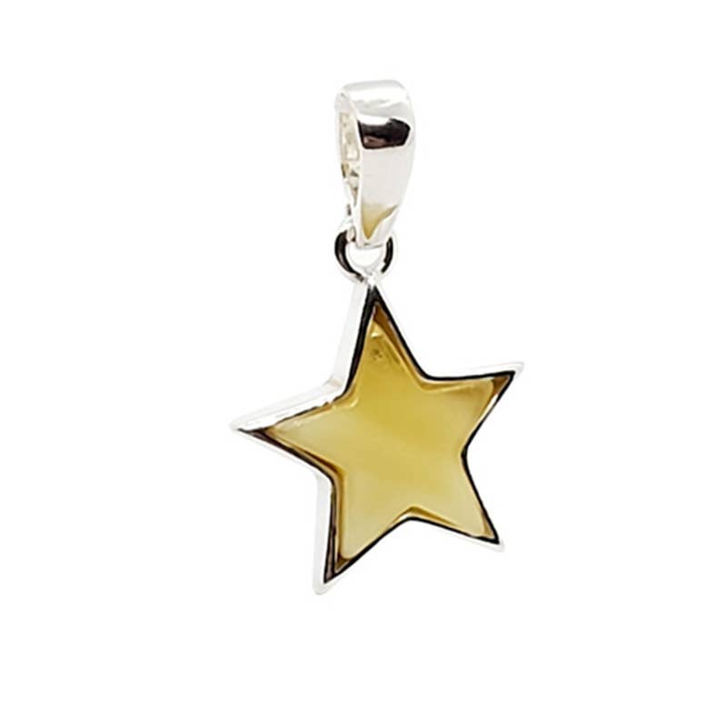Butterscotch Amber Sterling Silver Star Pendant